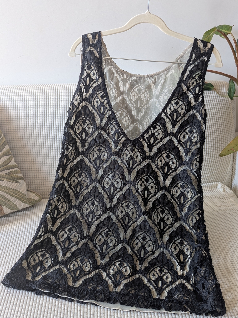 V-Neck Mini Dress Or Long Top- Black/Cream